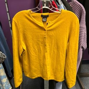 💜Lord and Taylor Yellow Cashmere Cardigan XL